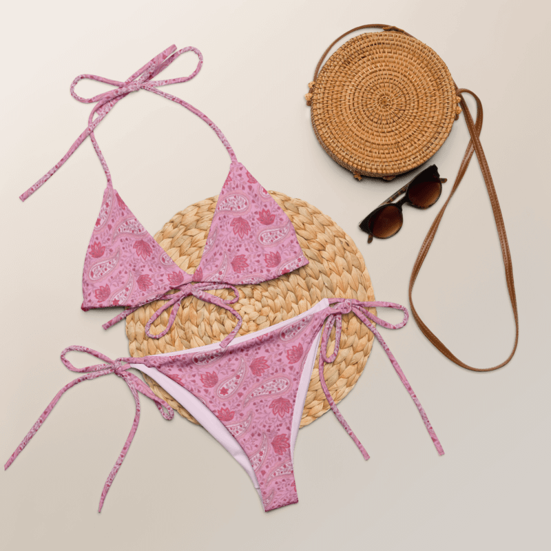 Rosewater Paisley | Recycled Padded String Bikini Top product image (7)