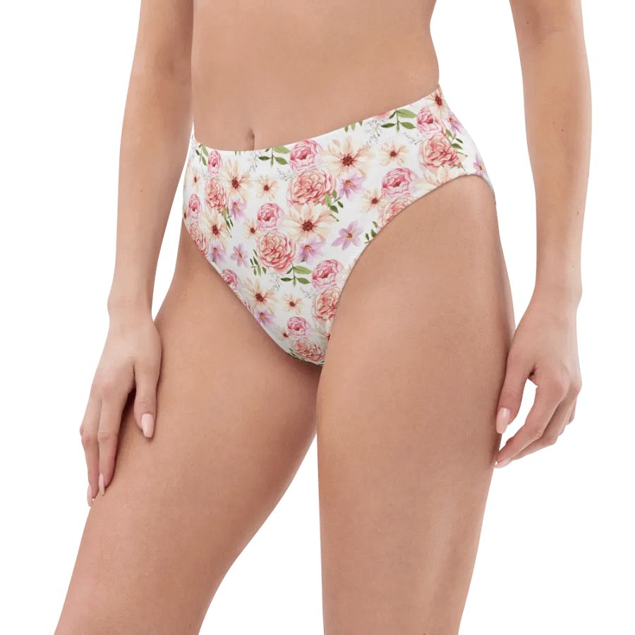 Watercolour Floral Pattern High Waisted Bikini Bottom - V3 product image (7)