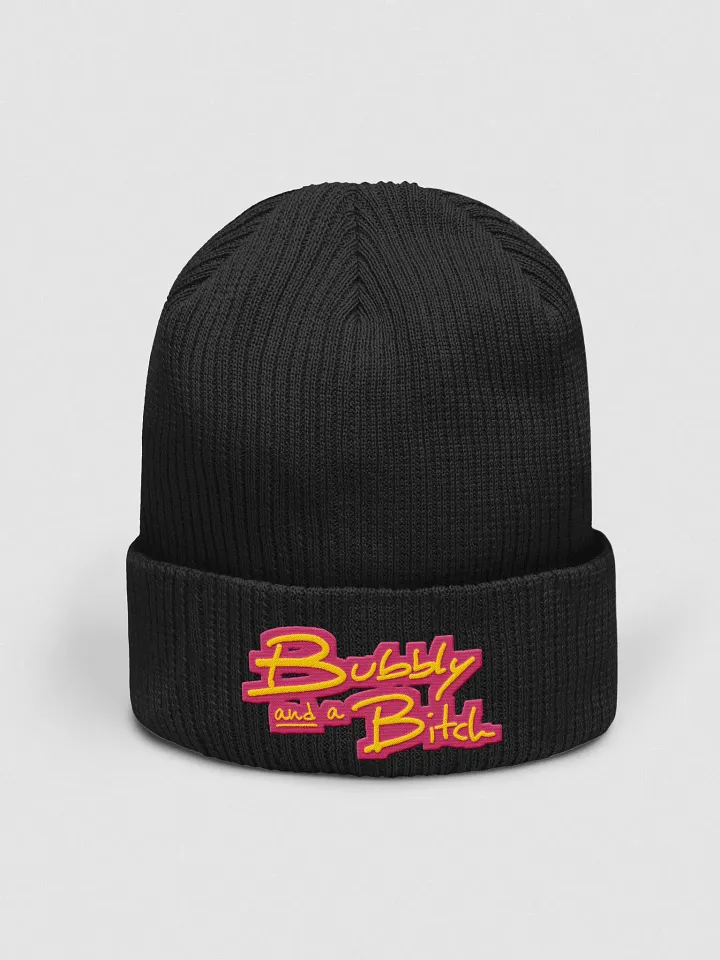 Bubbly and a B*tch (bright design) embroidered organic beanie product image (2)
