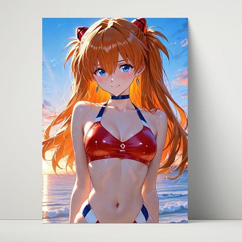 Asuka Langley Soryu Bikini 8x10 Metal Print just dropped! 🔥🌅
Iconic red plugsuit bikini, sunset beach vibes, those blue eyes ...