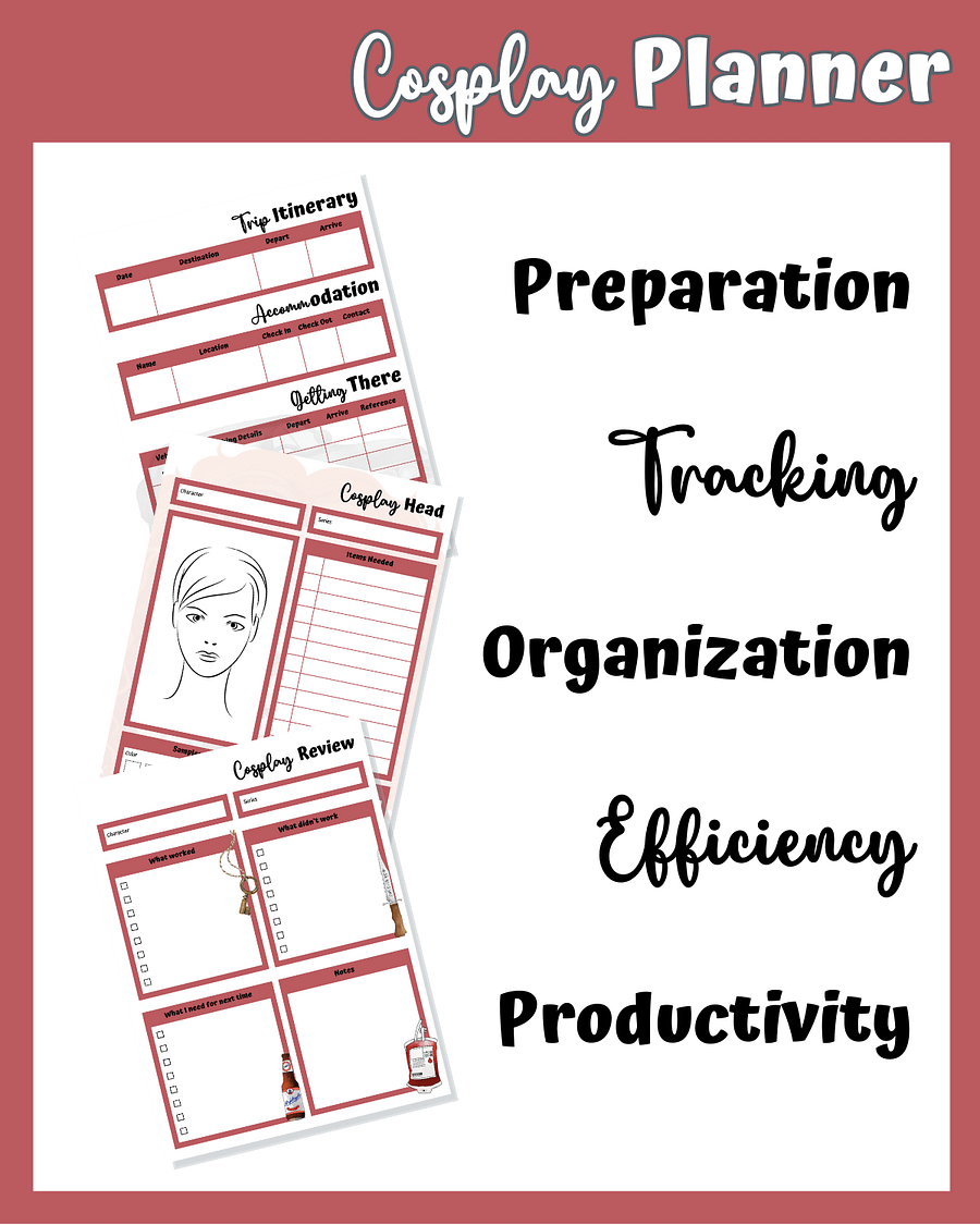 Monster Hunter Cosplay Planner – Red Edition | 54-Page Printable PDF product image (4)