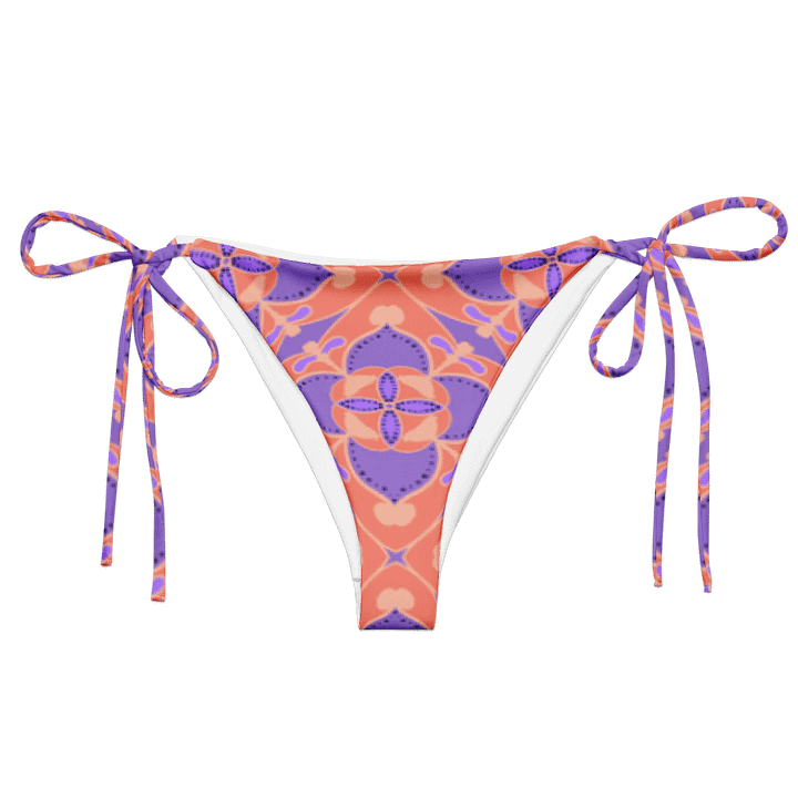 Pastel Orange and Mauve Pattern String Bikini Bottom product image (1)