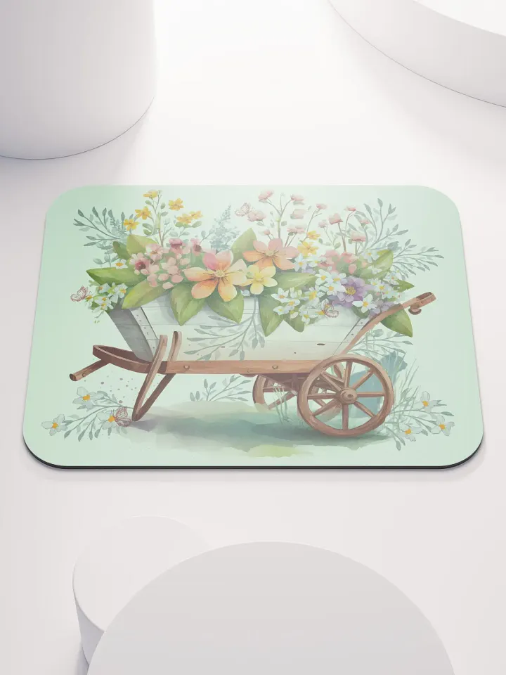 Old Wheelbarrow Full Of Flowers Mousepad product image (1)