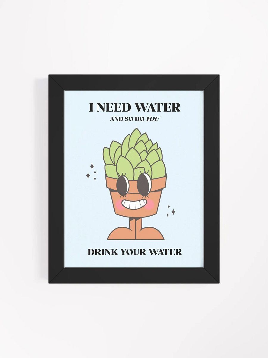 Retro Potted Plant Water Reminder Motivational Quote Framed Wall Art Print product image (28)