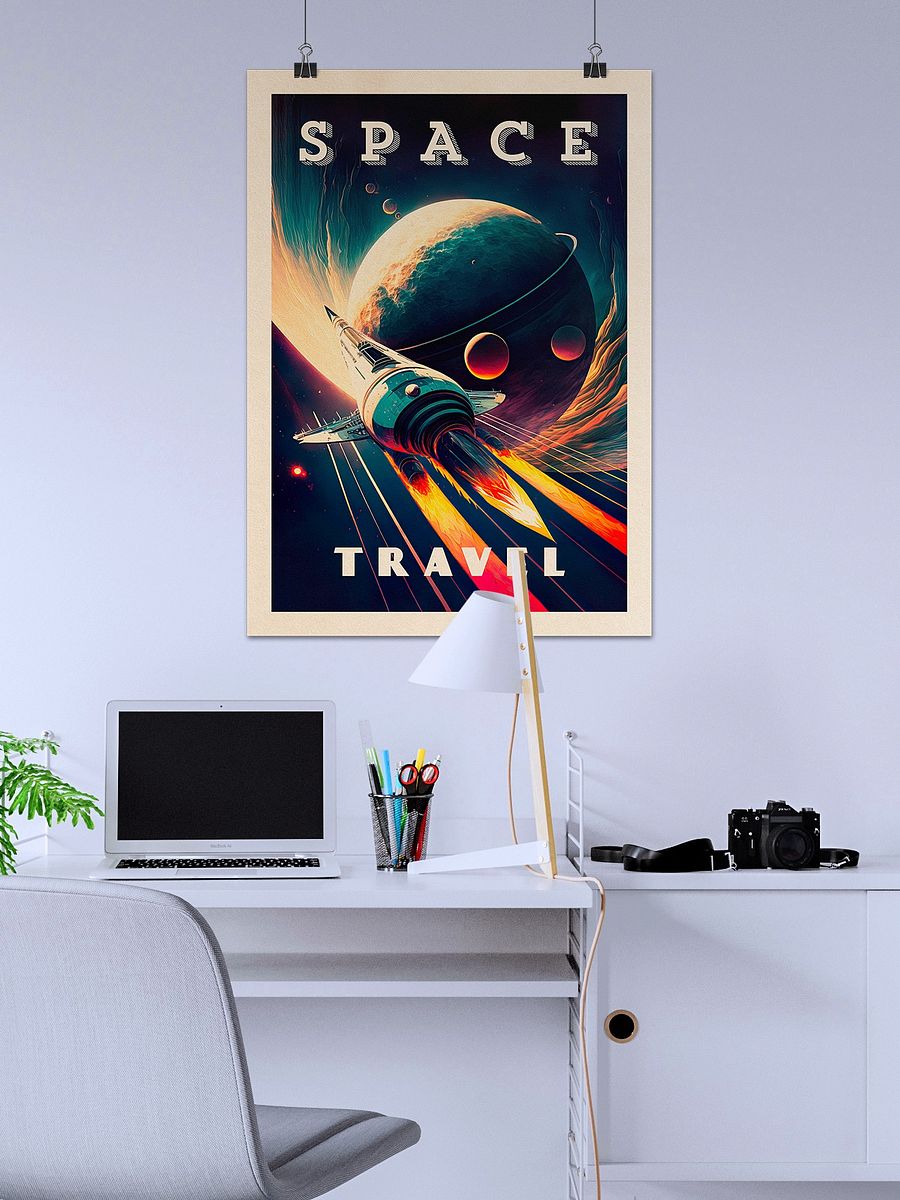 Space Travel — Vintage space poster, retro space art, propaganda poster, retrofuturism art, retro sci-fi print product image (2)
