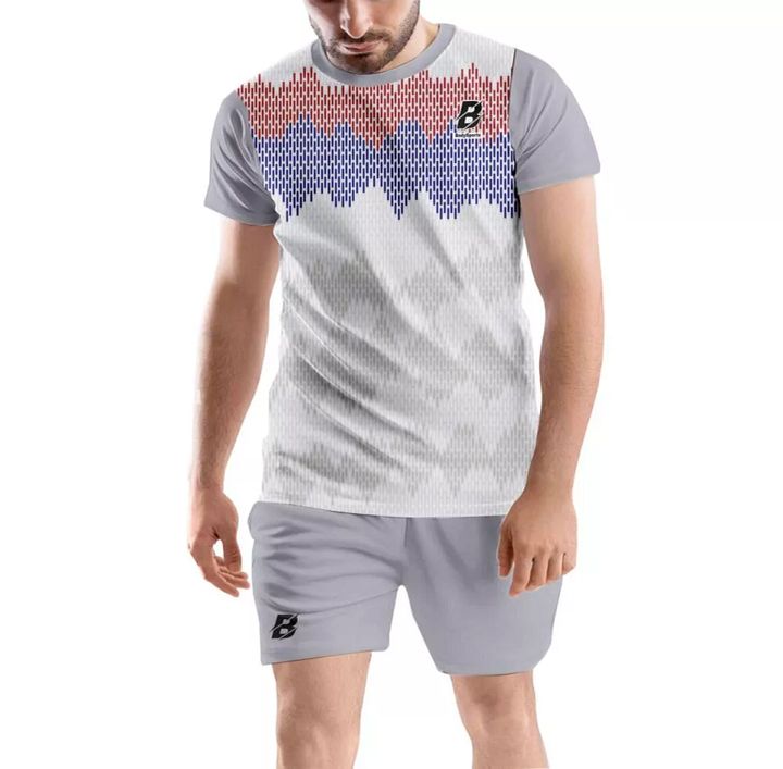 Printed Super Net Comfortable T shirt Shorts Set for Sports Gym product image (1)