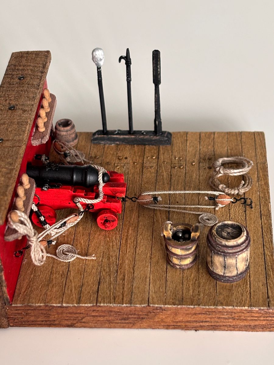 Wooden Diorama: Cannon Aboard a Historic Ship - red ship version product image (3)