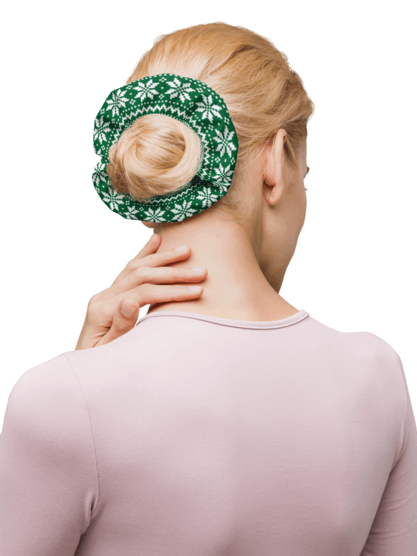 Winter Green Snowflake Scrunchie with Bow product image (5)
