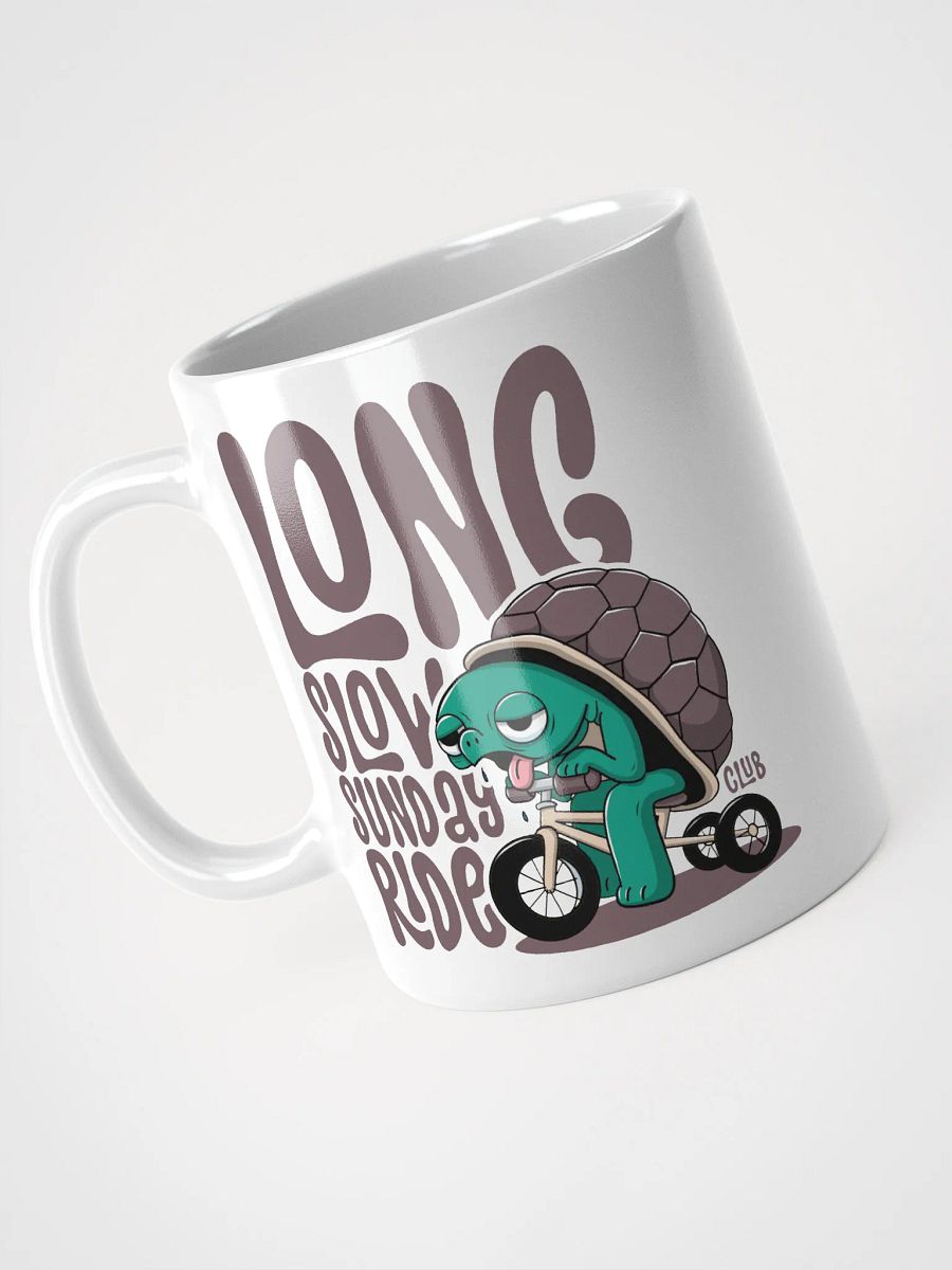 Funny Cycling Mug – Long Slow Sunday Ride Club | Tired Turtle on Trike product image (3)