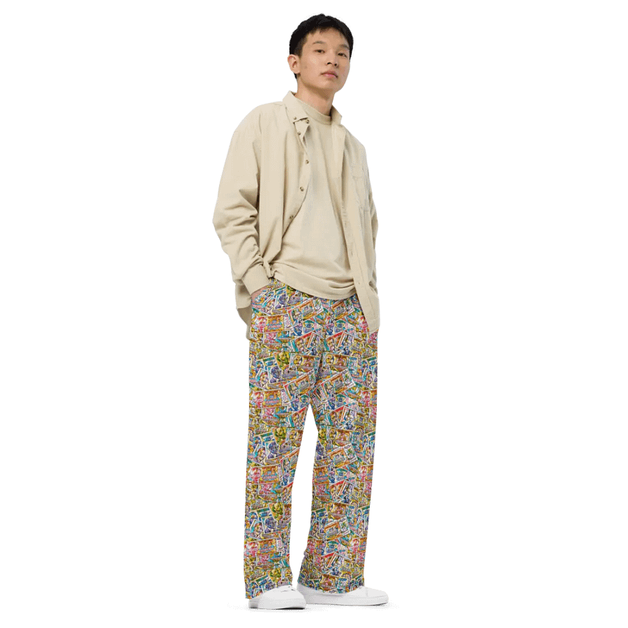Jugoslovenski inflatorni dinar 1993 (Kolaž/mozaik) All-Over Print Unisex Wide-Leg Pants product image (3)