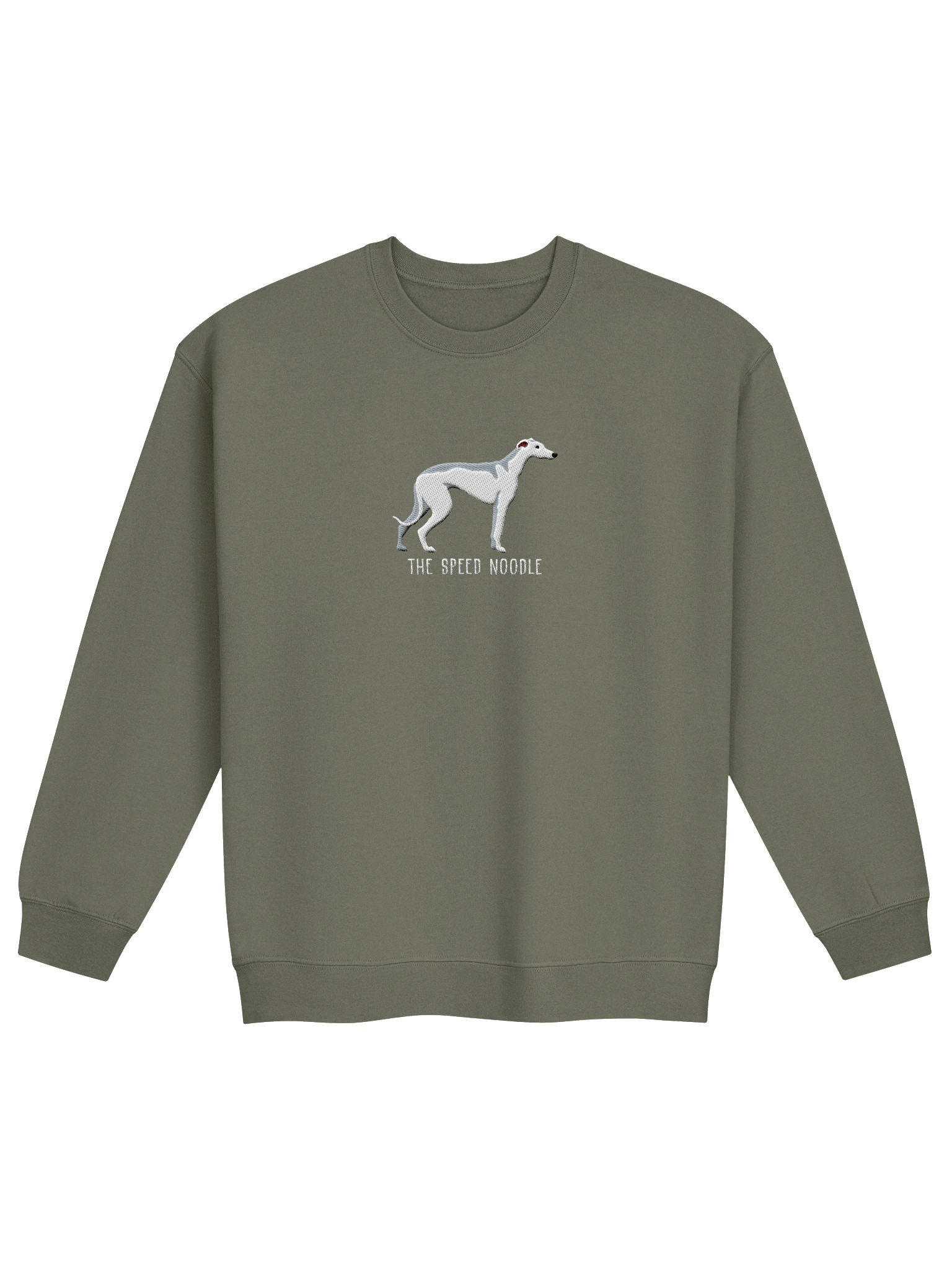 The Speed Noodle Sweatshirt (Embroidered) of an English Greyhound(White) product image (21)
