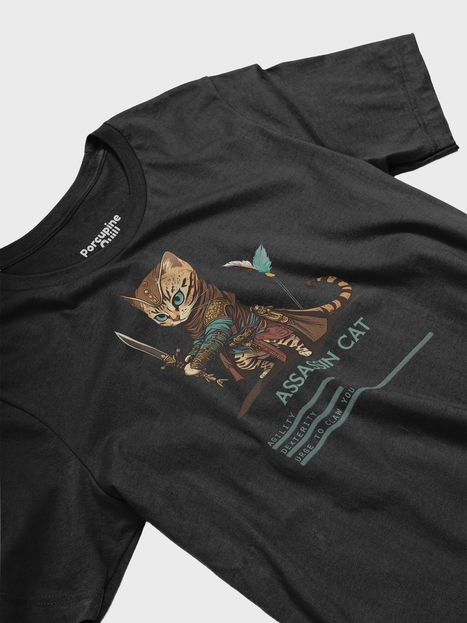 RPG Assassin Cat unisex short sleeve T-shirt for gamers and cat lovers product image (3)