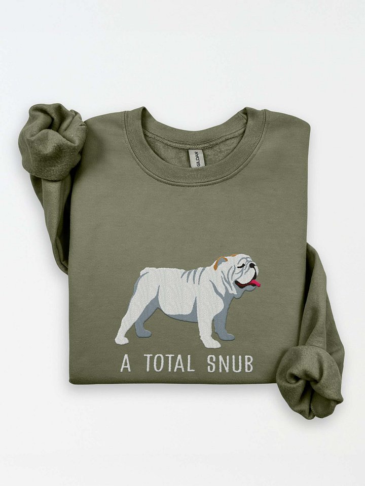 A Total Snub Sweatshirt (Embroidered) of an English Bulldog(White) product image (1)
