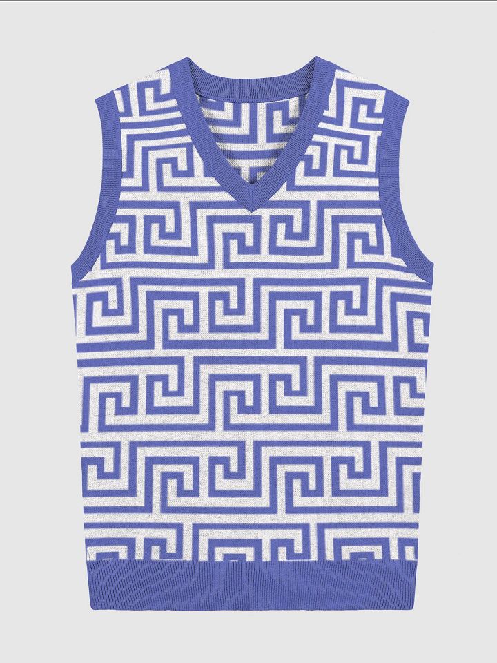 Blue Greek Key Knitted Relaxed Vest product image (1)