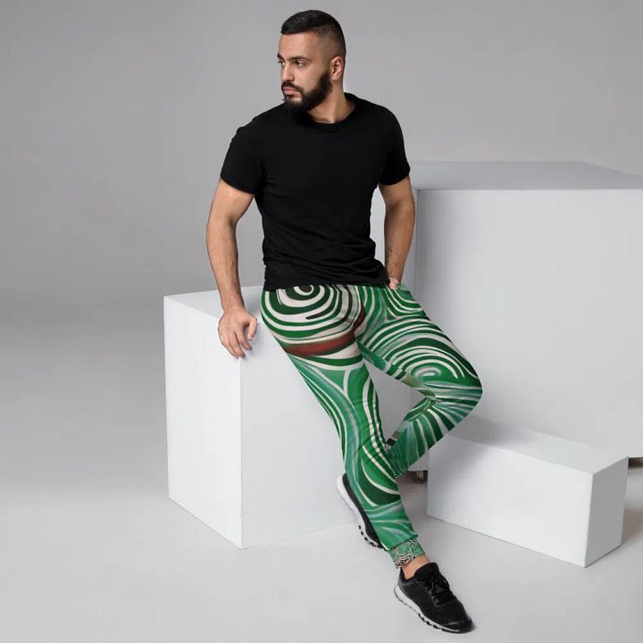 Funky Cool Green Liquid Tie-Dye Men's Joggers product image (2)