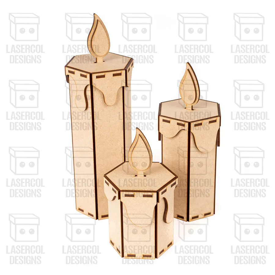 Christmas Candle Shaped Box (Three Sizes) - Laser Cut Files product image (3)