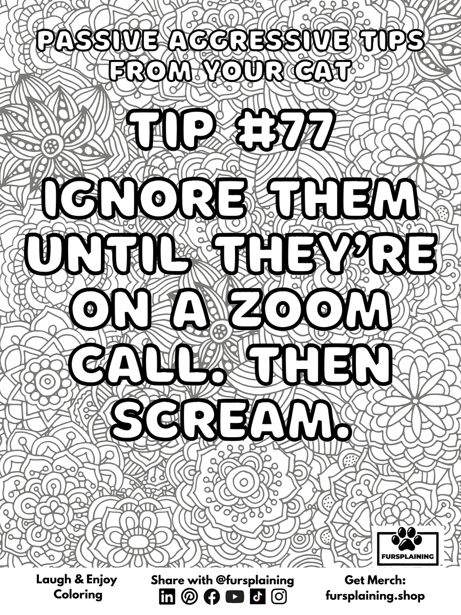 #77 Passive Aggressive Tips from Your Cat – Free Coloring Page product image (1)