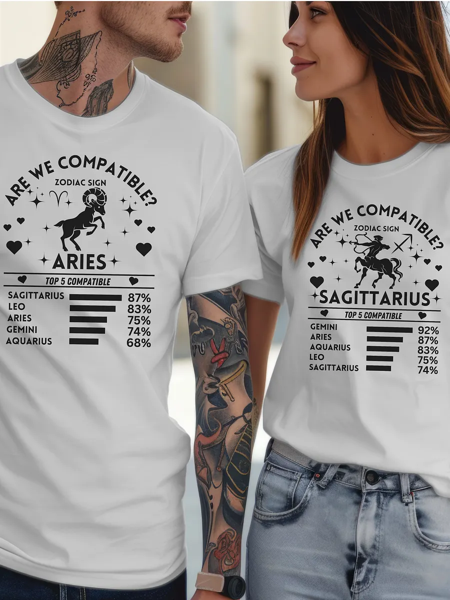 Aries Zodiac Sign Romantic Compatibility T-Shirt - Bella Canvas 3001 Unisex Staple T-Shirt - Light Colors product image (2)