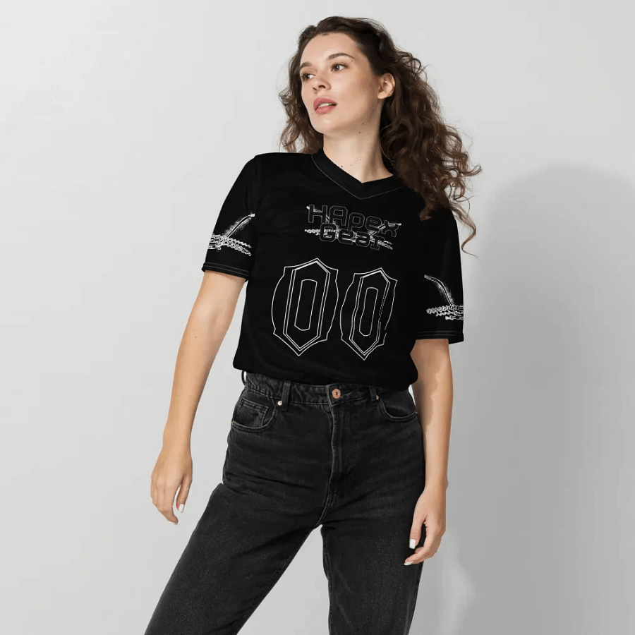 Hélain - Black - Recycled Unisex Sports Jersey - Black HApex Gear Black Logo product image (8)