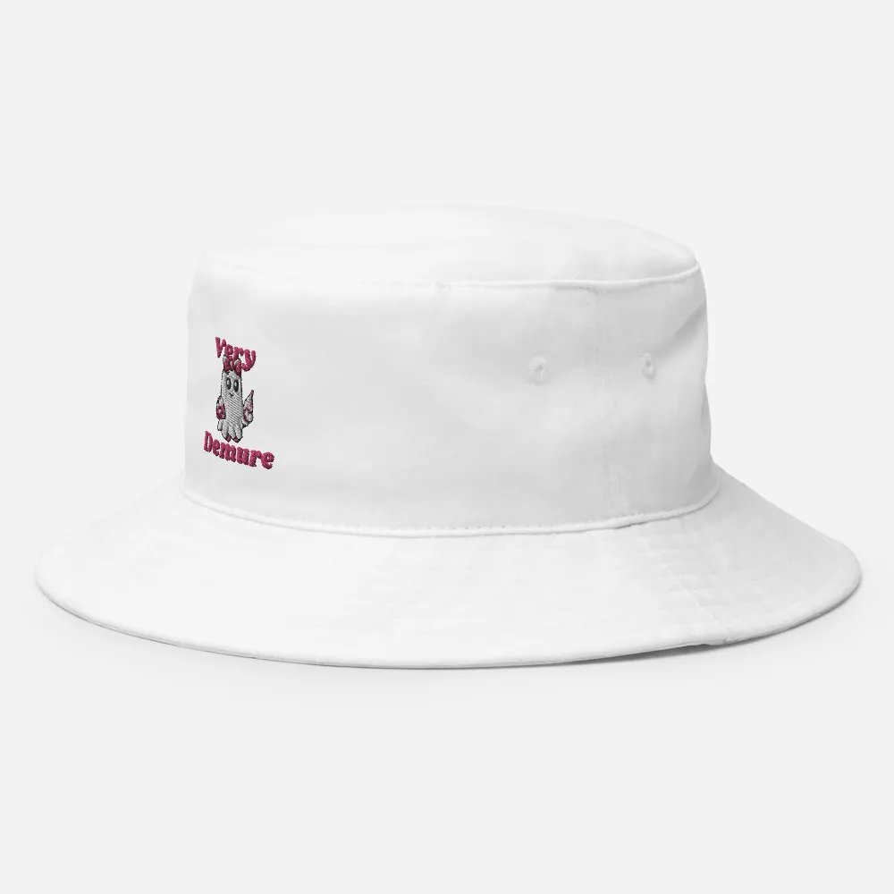 Very Demure Cute Ghost Embroidered Cotton Bucket Hat product image (3)