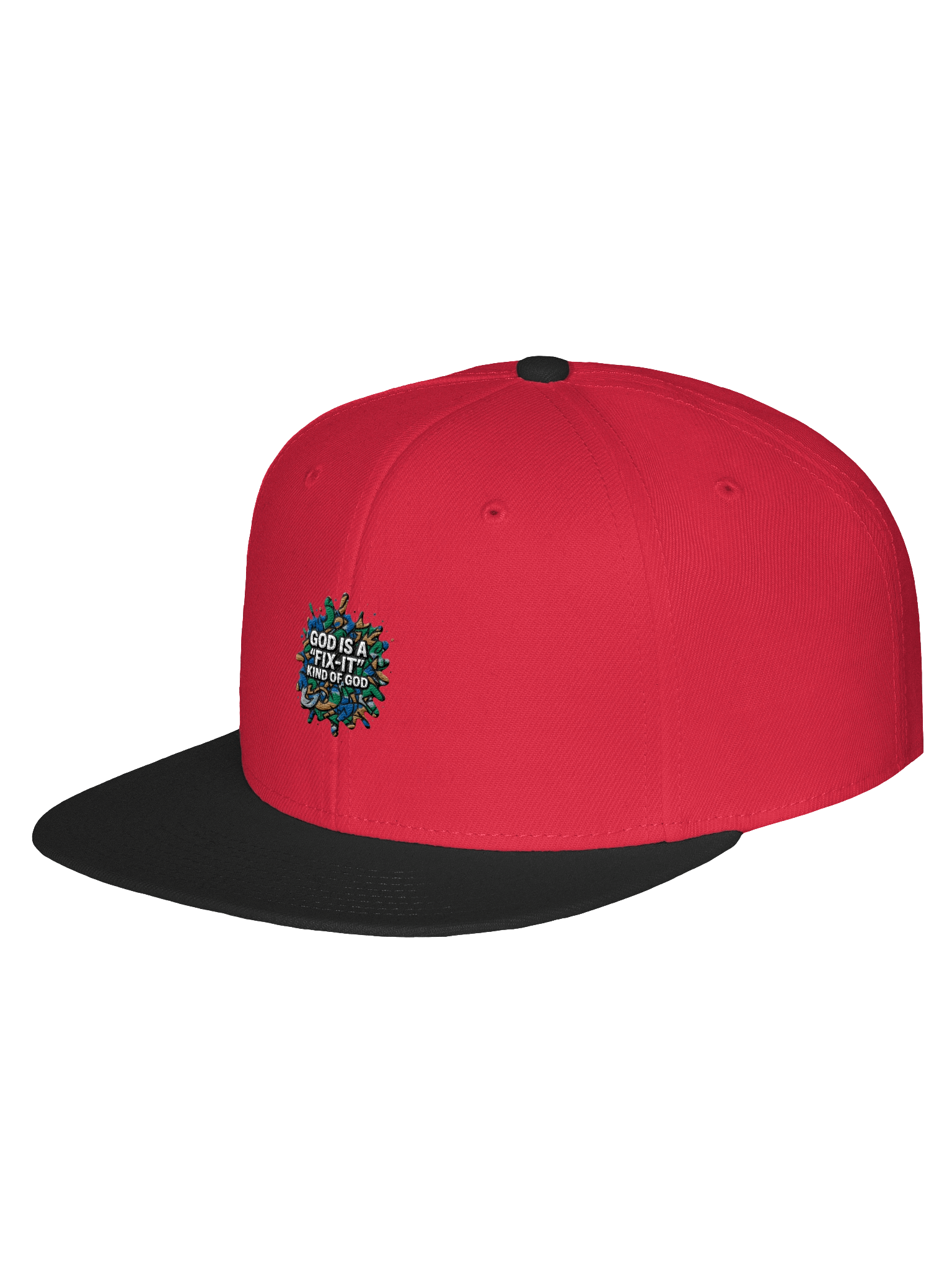God Is a “Fix-It” Kind of God Snapback Hat – Red & Black product image (66)