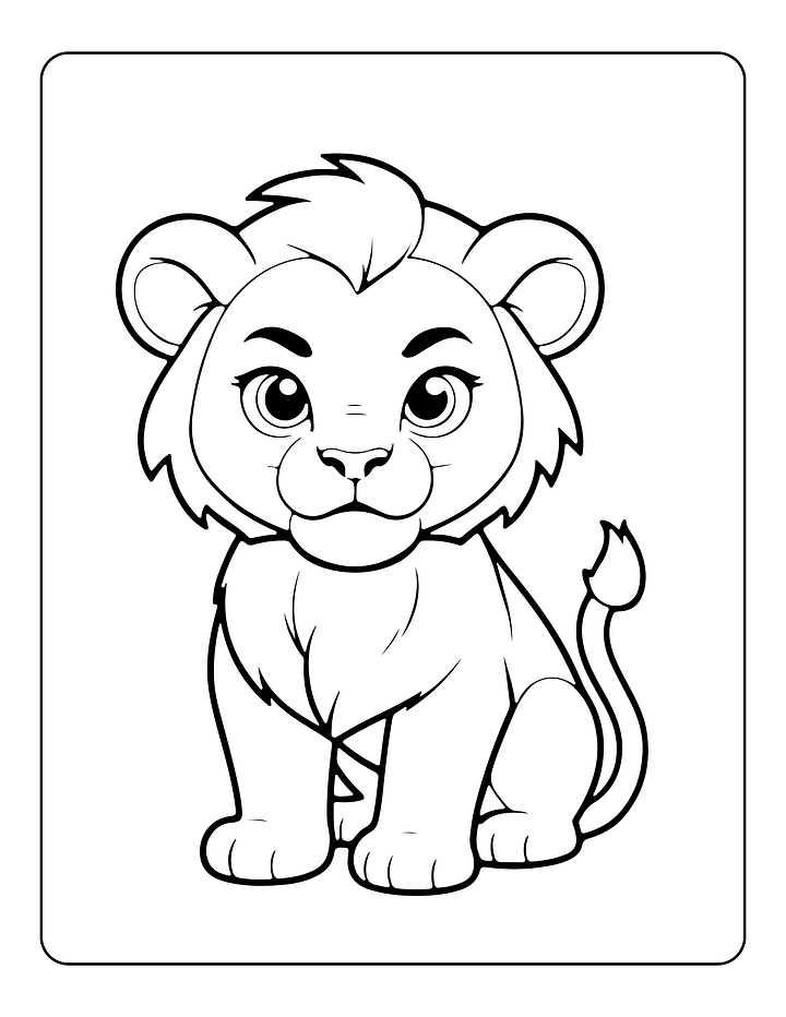 100 Cute Lion Coloring Pages for Kids PDF product image (1)