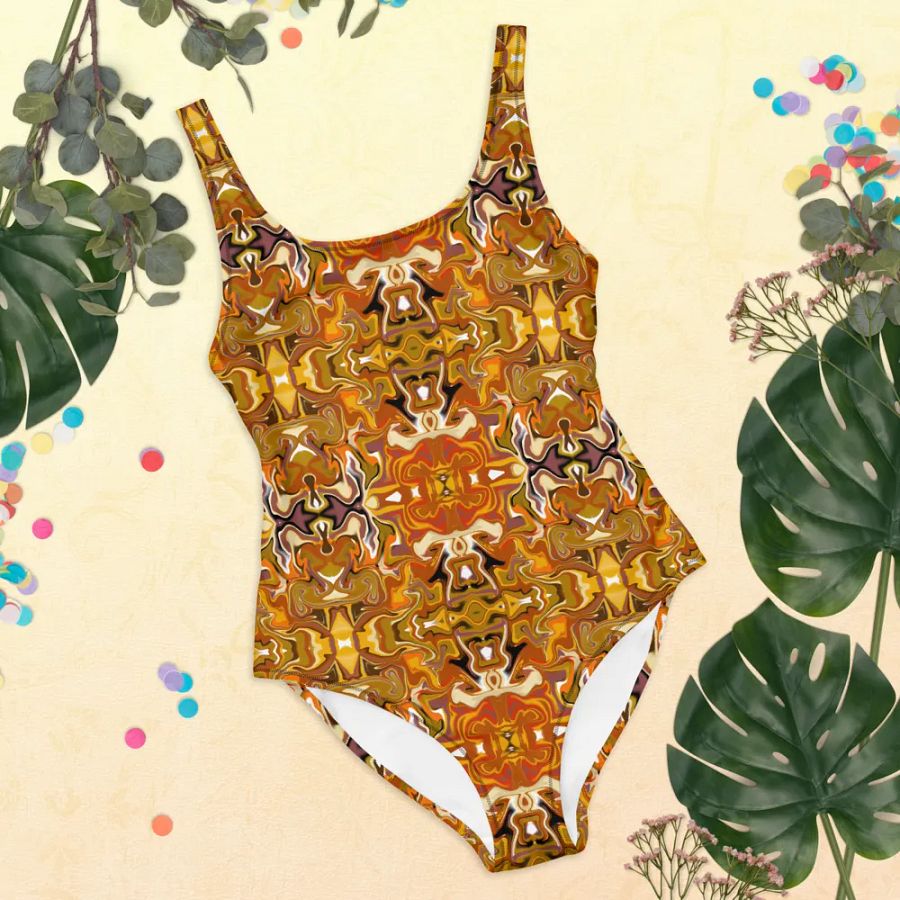 Symmetrical Splendor Brown African Inspired Design Swimsuit product image (11)