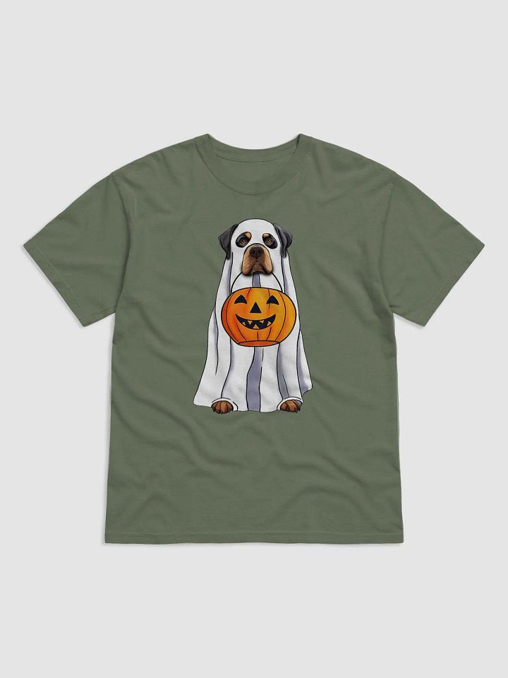 Rottweiler Halloween Tee | Funny Fall & Halloween Rottweiler Wearing a Ghost Costume with Pumpkin Basket product image (2)