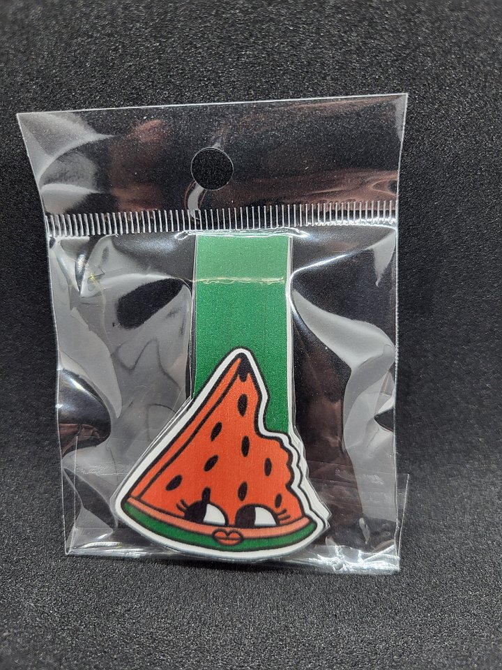 Cute Cartoon Watermelon Slice Gal Character Magnetic Laminated Bookmark for Foodies product image (1)