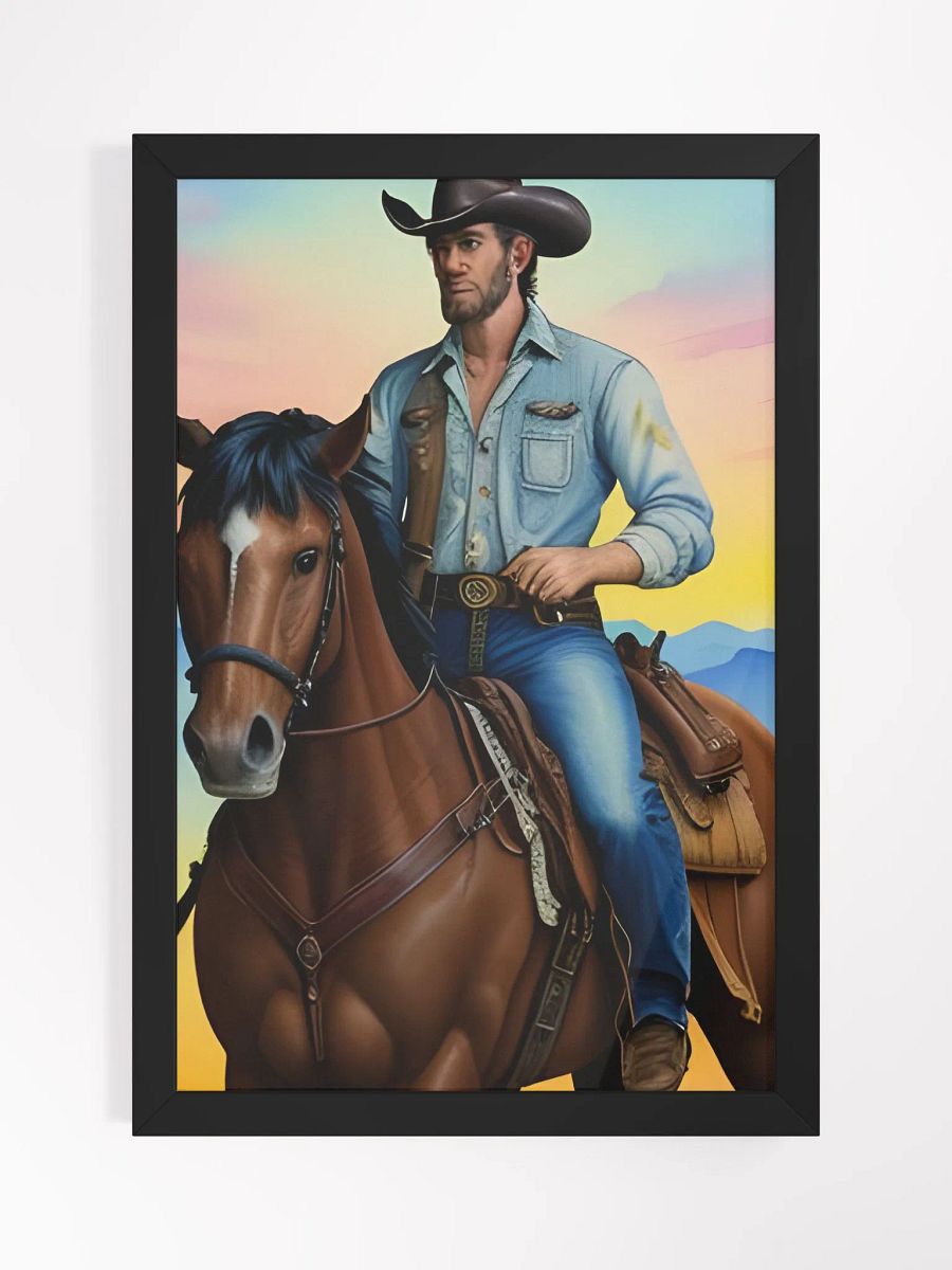 Cowboy setting on a horse wall art product image (4)