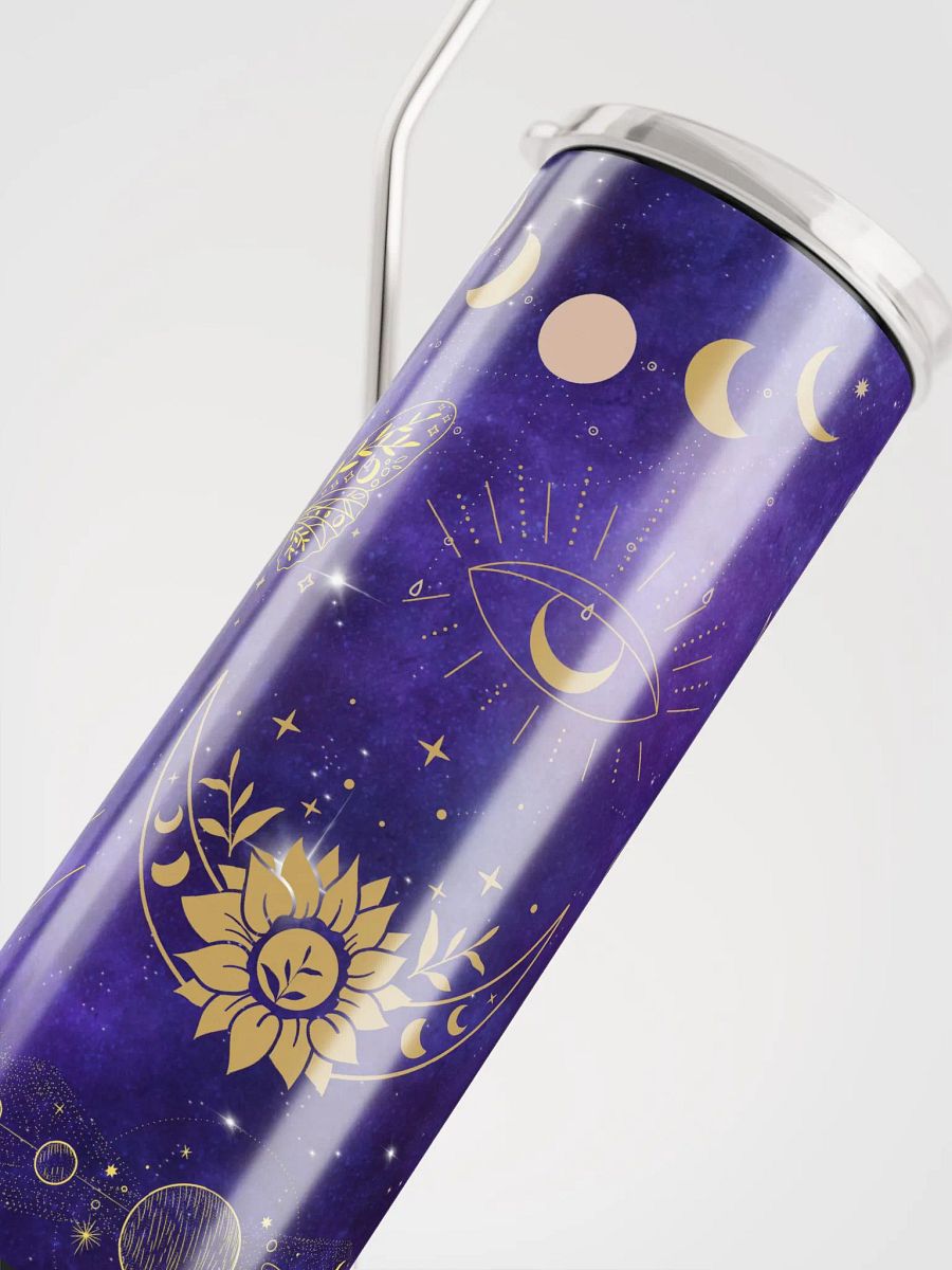 Cosmic Elegance: Purple Celestial Stainless Steel Tumbler with Reusable Straw product image (5)