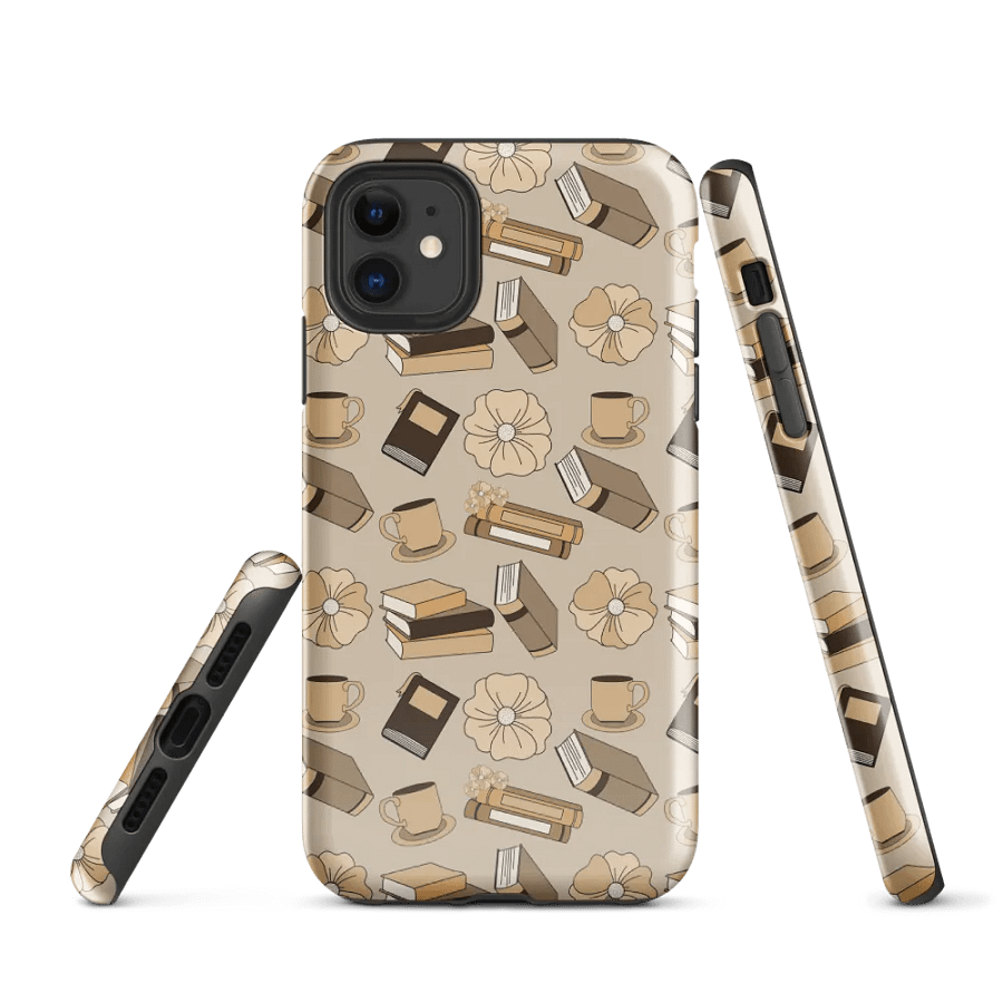 Cozy Book and Coffee Pattern Tough iPhone® Case product image (1)