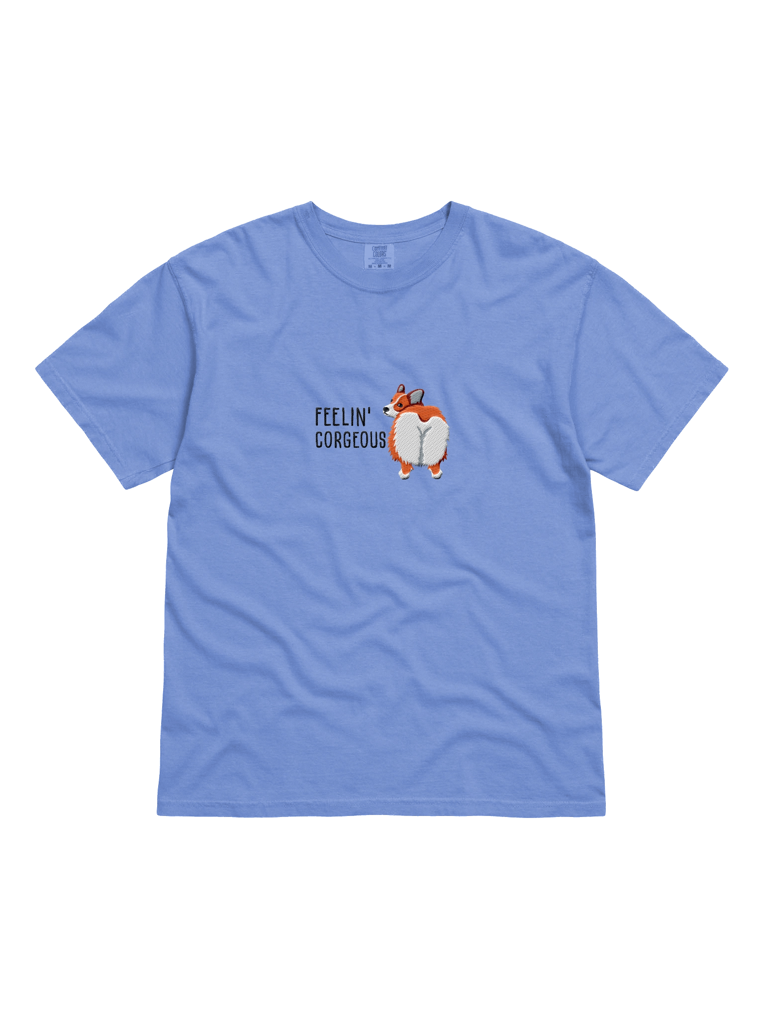 Feelin' Corgeous T-Shirt(Embroidered) of a Pembroke Welsh Corgi(Red) product image (1)