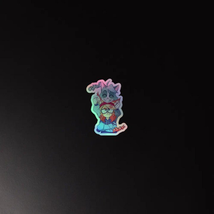 Cyan Teasing Alice's Ears Holographic Sticker product image (2)