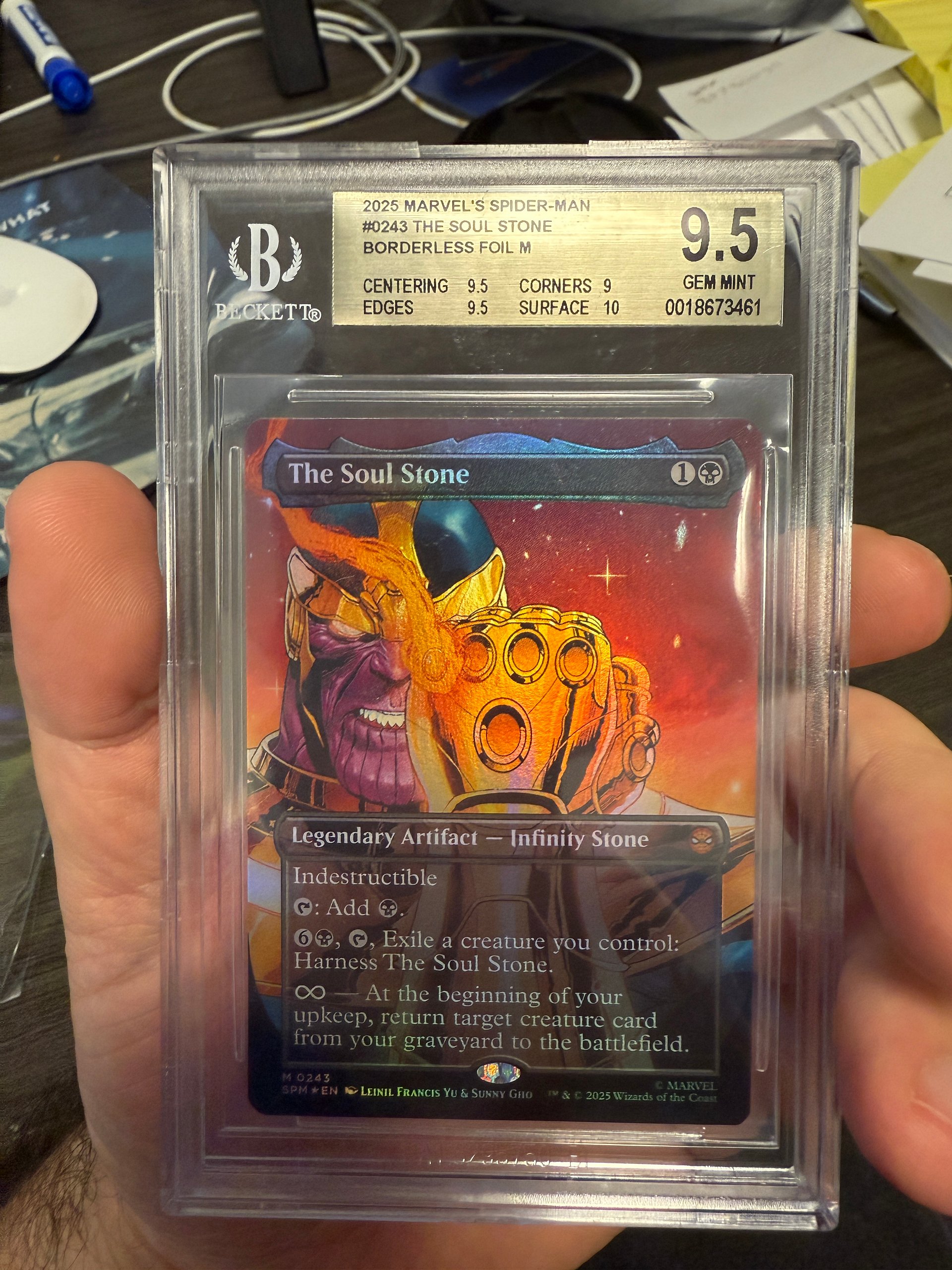 The Soul Stone (Borderless Foil) – Beckett 9.5 Gem Mint | 2025 Marvel’s Spider-Man MTG Crossover | Legendary Infinity Stone product image (8)