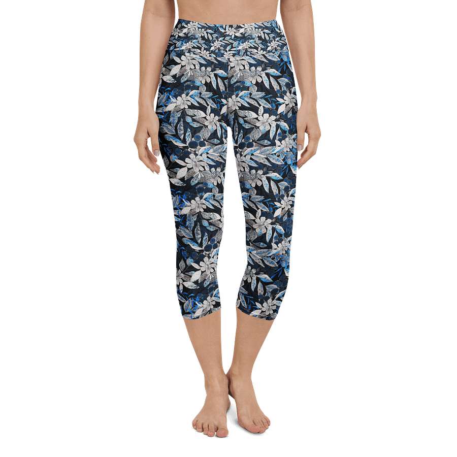Blue White Garden Capri Leggings product image (4)