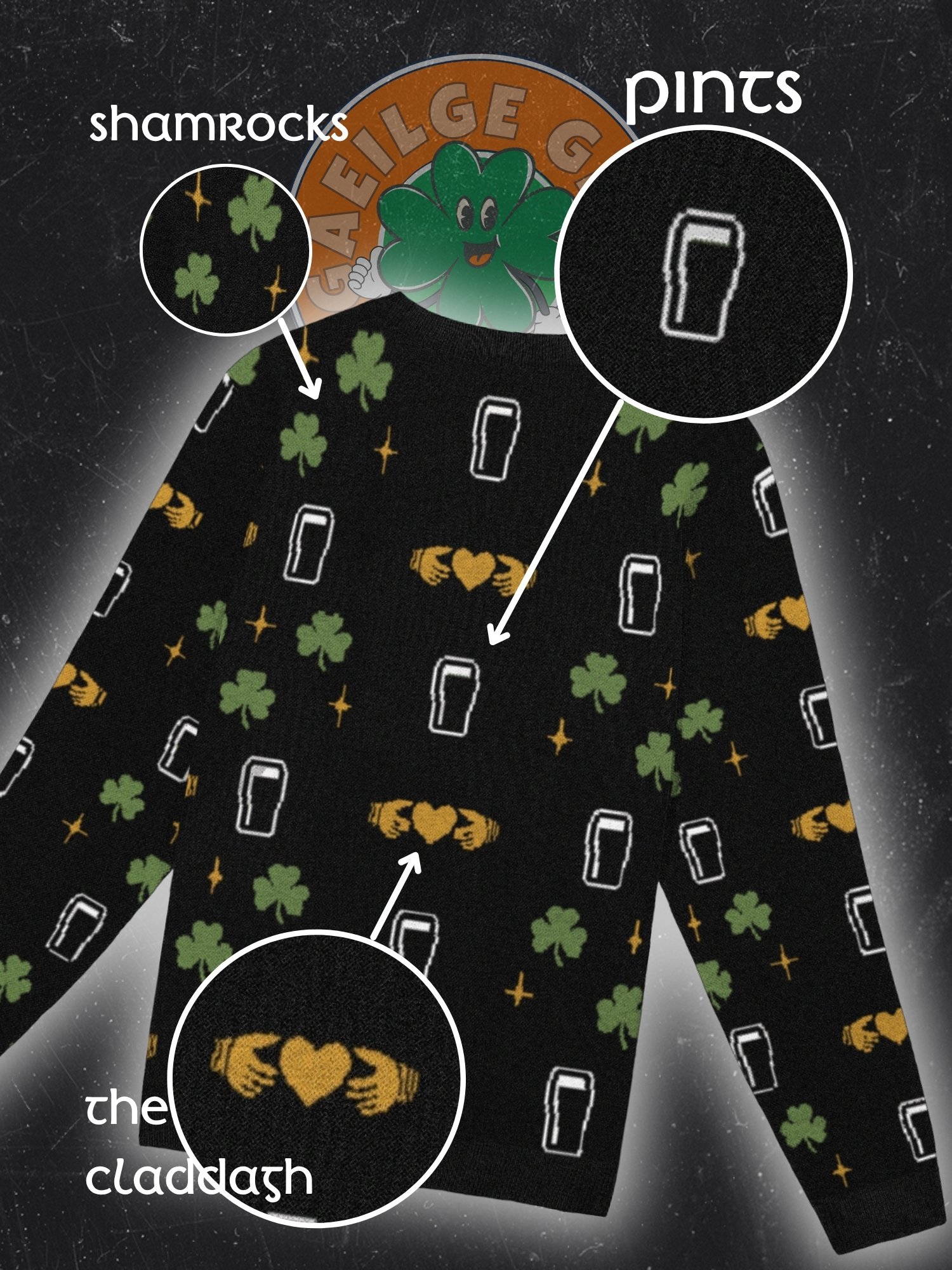 Ugly Irish Everyday Jumper (featuring Porter/Stout, Shamrocks and the Claddagh!) product image (1)