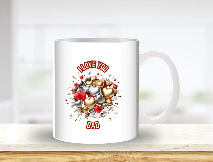 I Love Dad Mug Sublimation Design, 11oz & 20oz Mug Template, Mug Wrap Template PNG, Digital Download product image (1)