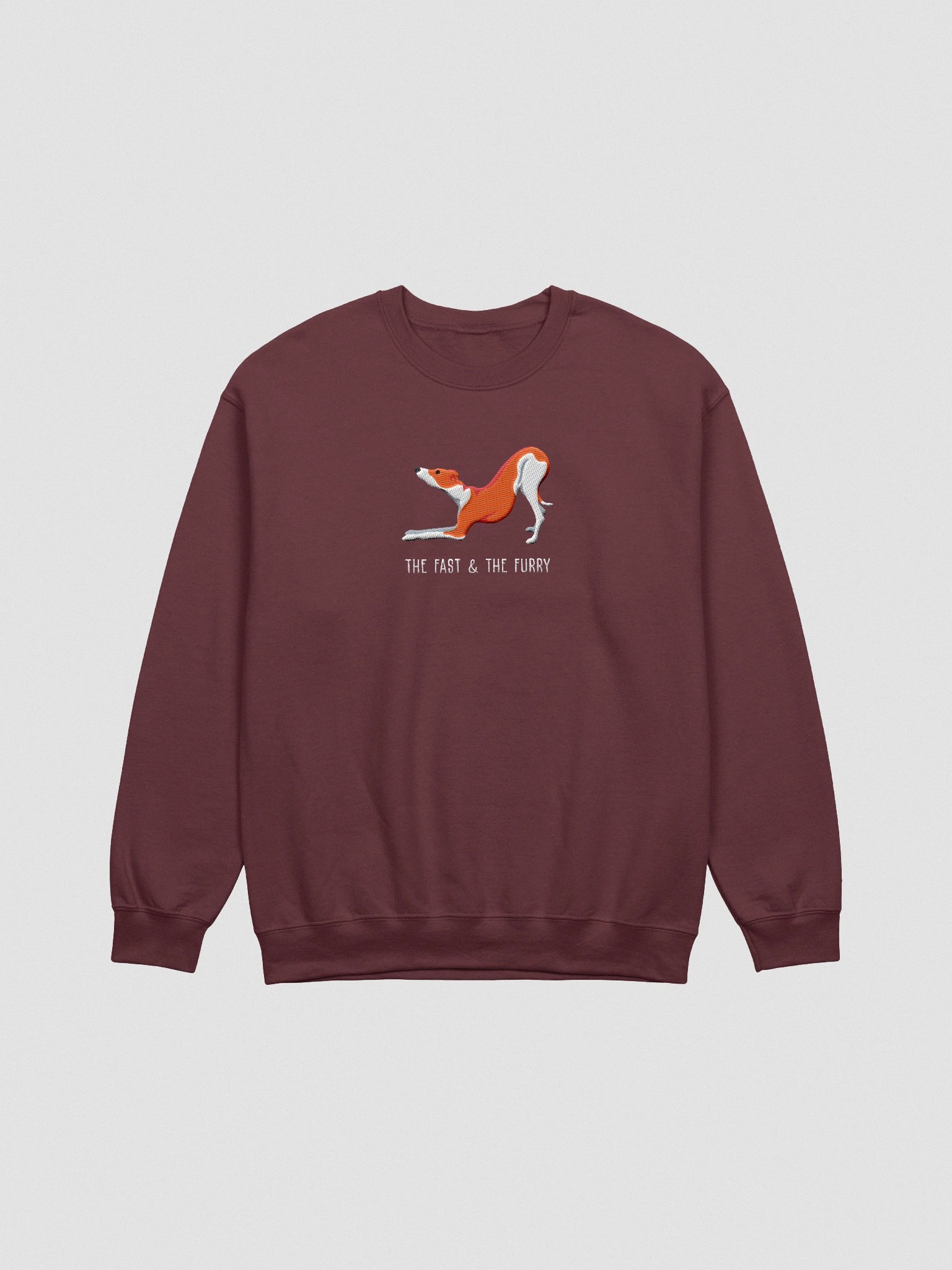 The Fast & the Furry Sweatshirt (Embroidered) of an Italian Greyhound(Red & White) product image (4)