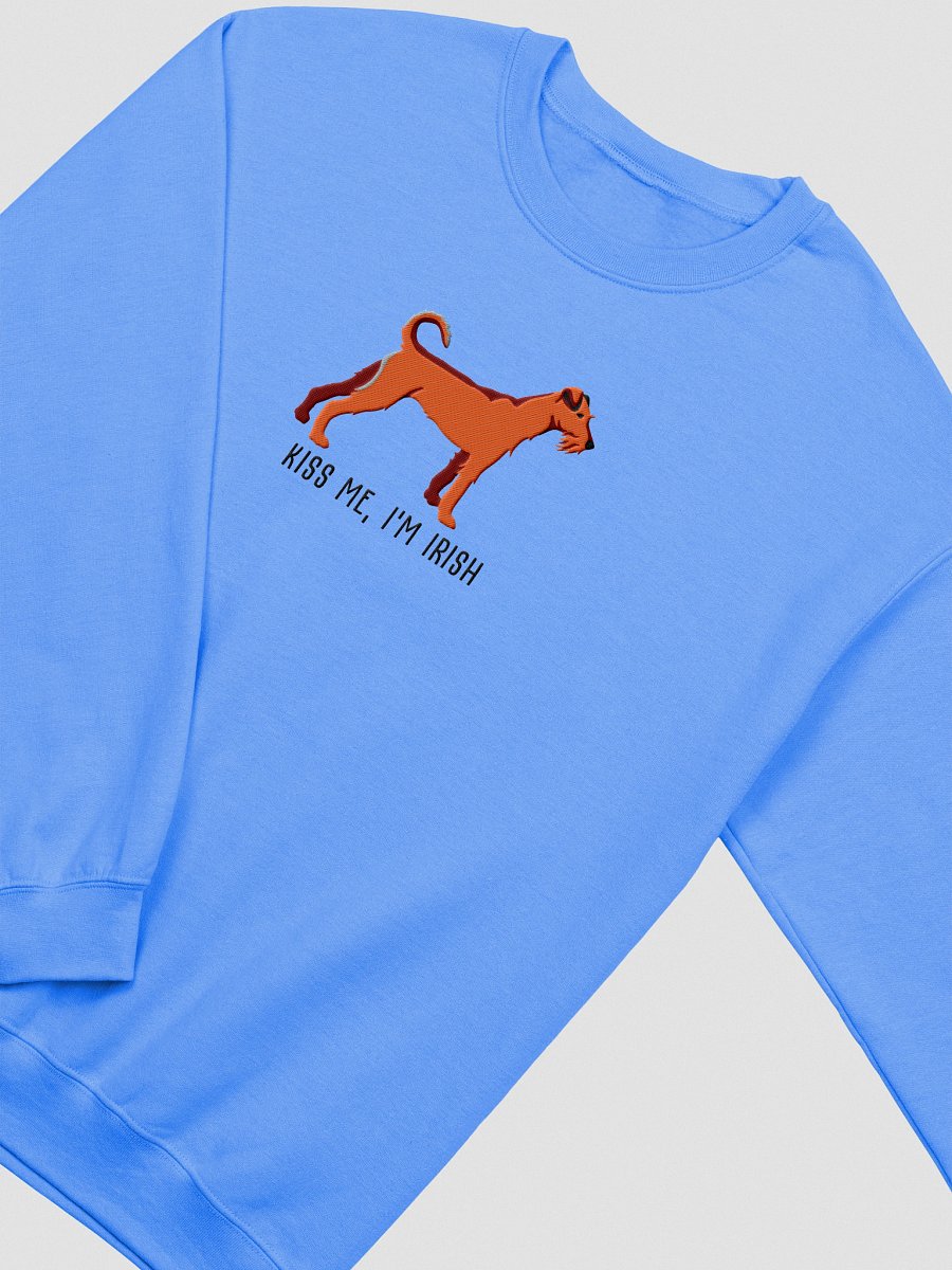 Kiss Me, I'm Irish Sweatshirt (Embroidered) of an Irish Terrier(Red) product image (9)