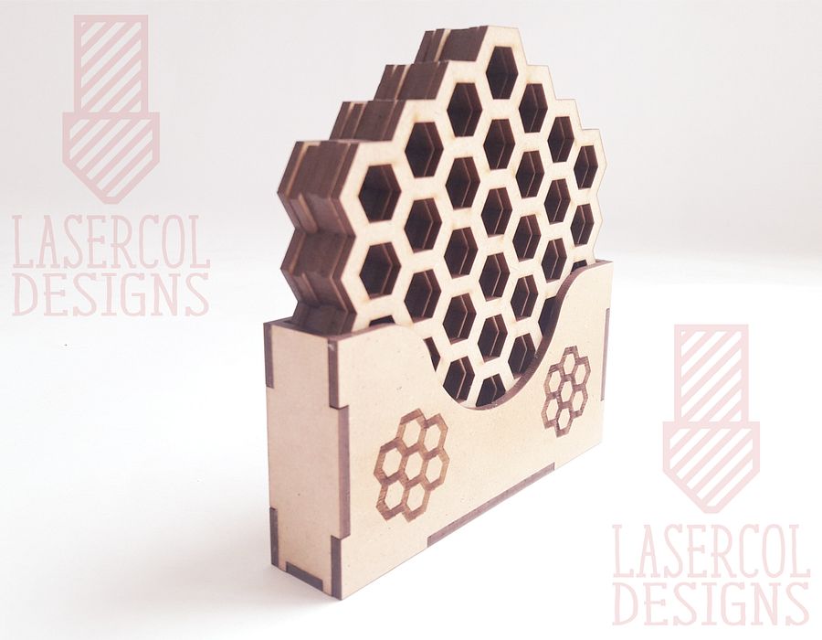 Honeycomb Coasters (6) Set 3 - Laser Cut Files product image (4)