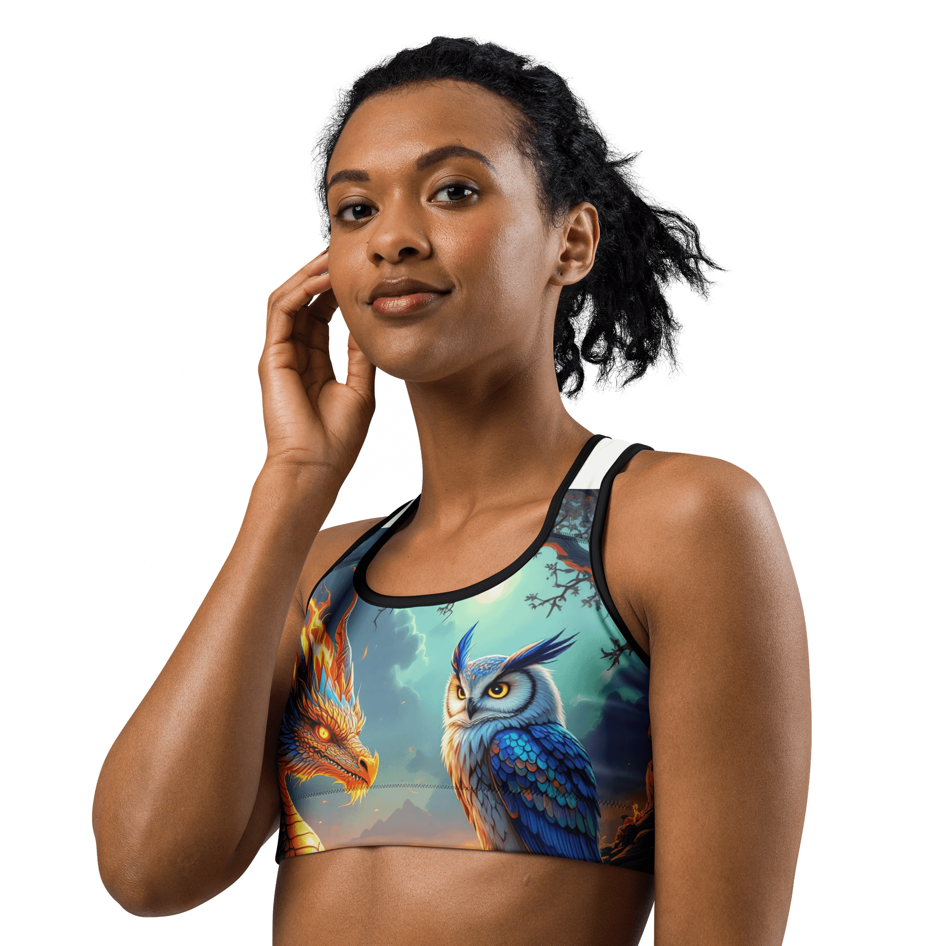 Dragon & Owl Fantasy All-Over Print Sports Bra product image (2)
