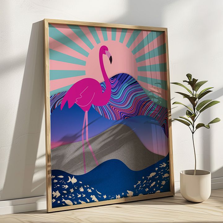 Funky Flamingo Collage Art Print product image (1)