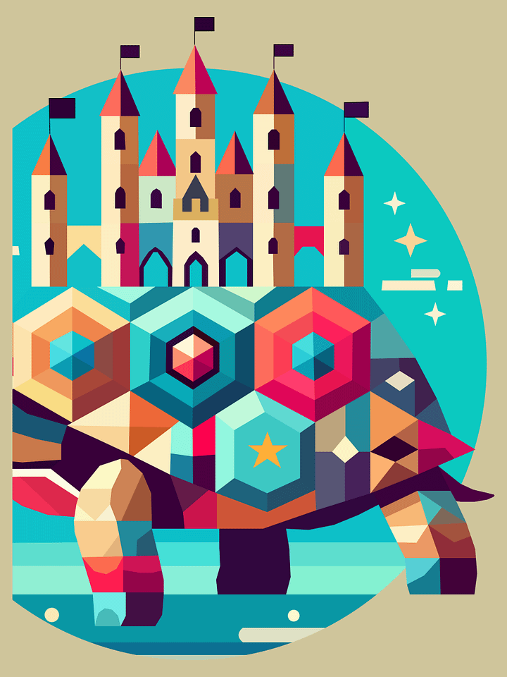 Free Geometric Turtle Castle PNG Art - Transparent Background, Low Poly Fantasy Illustration product image (2)