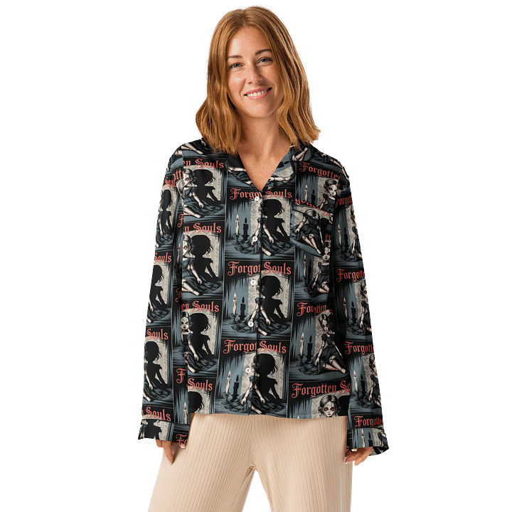 Midnight Veil Designs All-Over Print Women's Long Sleeve Pyjama Top - Forgotten Souls product image (1)