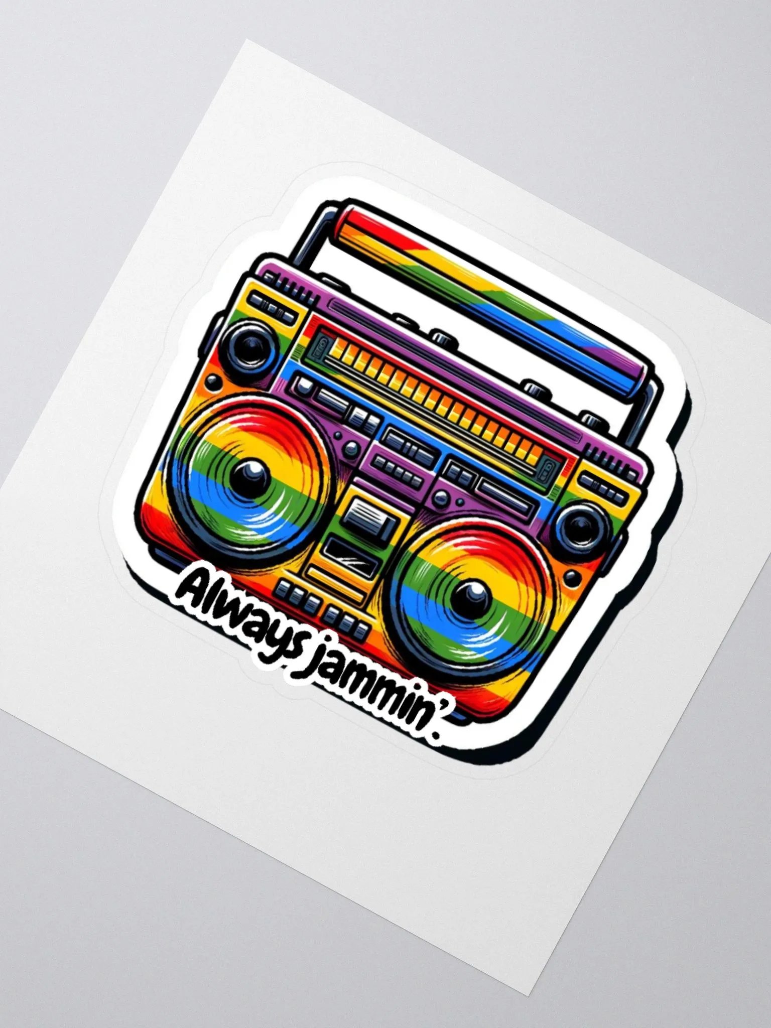 Always Jammin' Sticker-Music Lover Sticker-Boom Box Sticker-Rainbow Style Sticker product image (4)