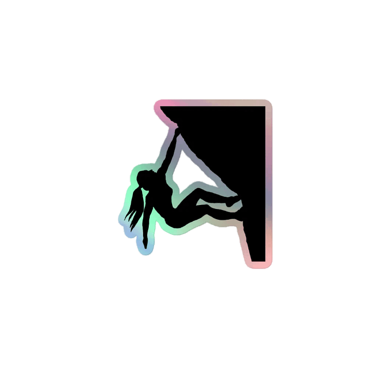 woman bouldering holographic sticker product image (1)