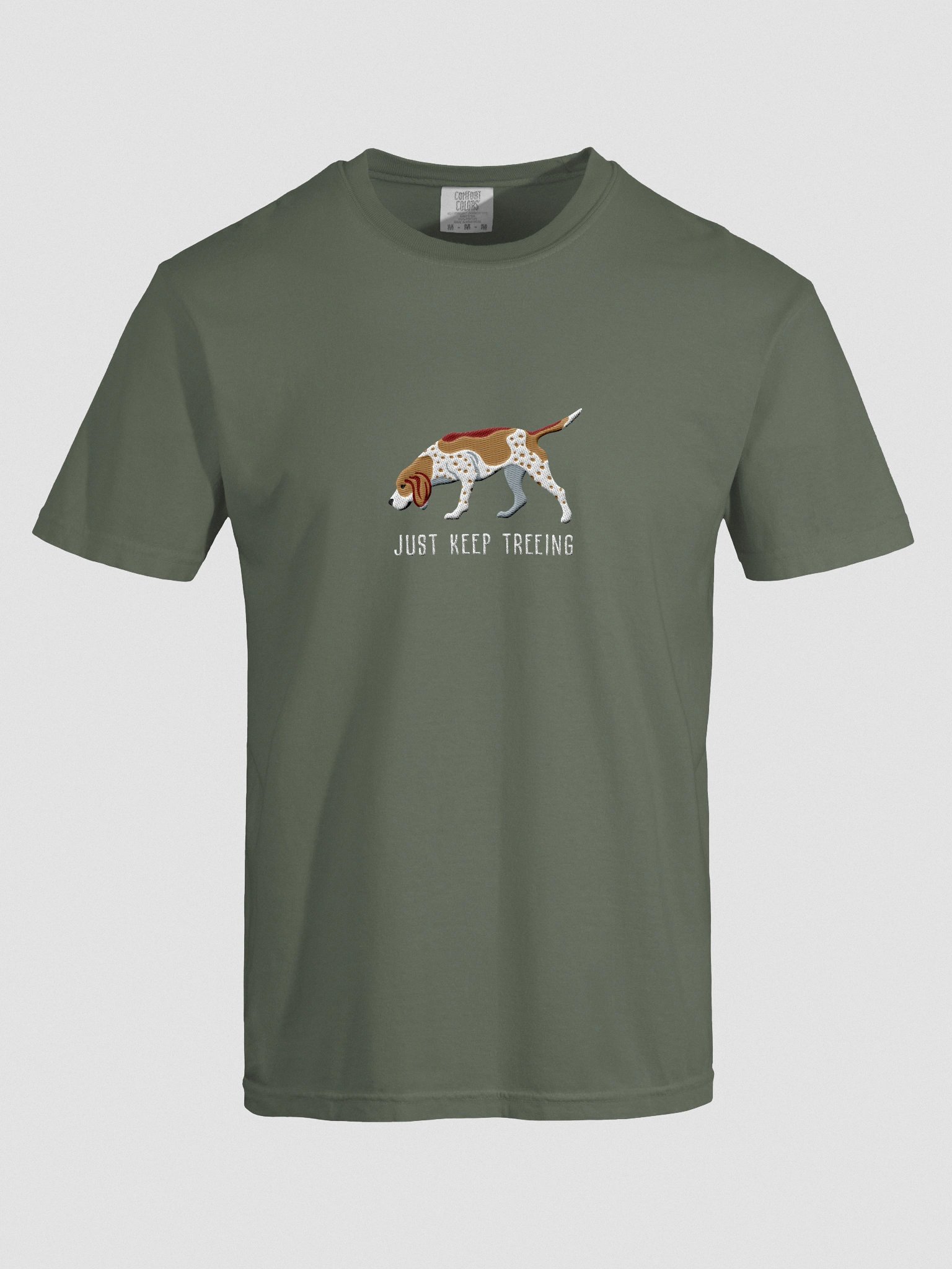Just Keep Treeing T-Shirt(Embroidered) of a Redtick Coonhound product image (10)