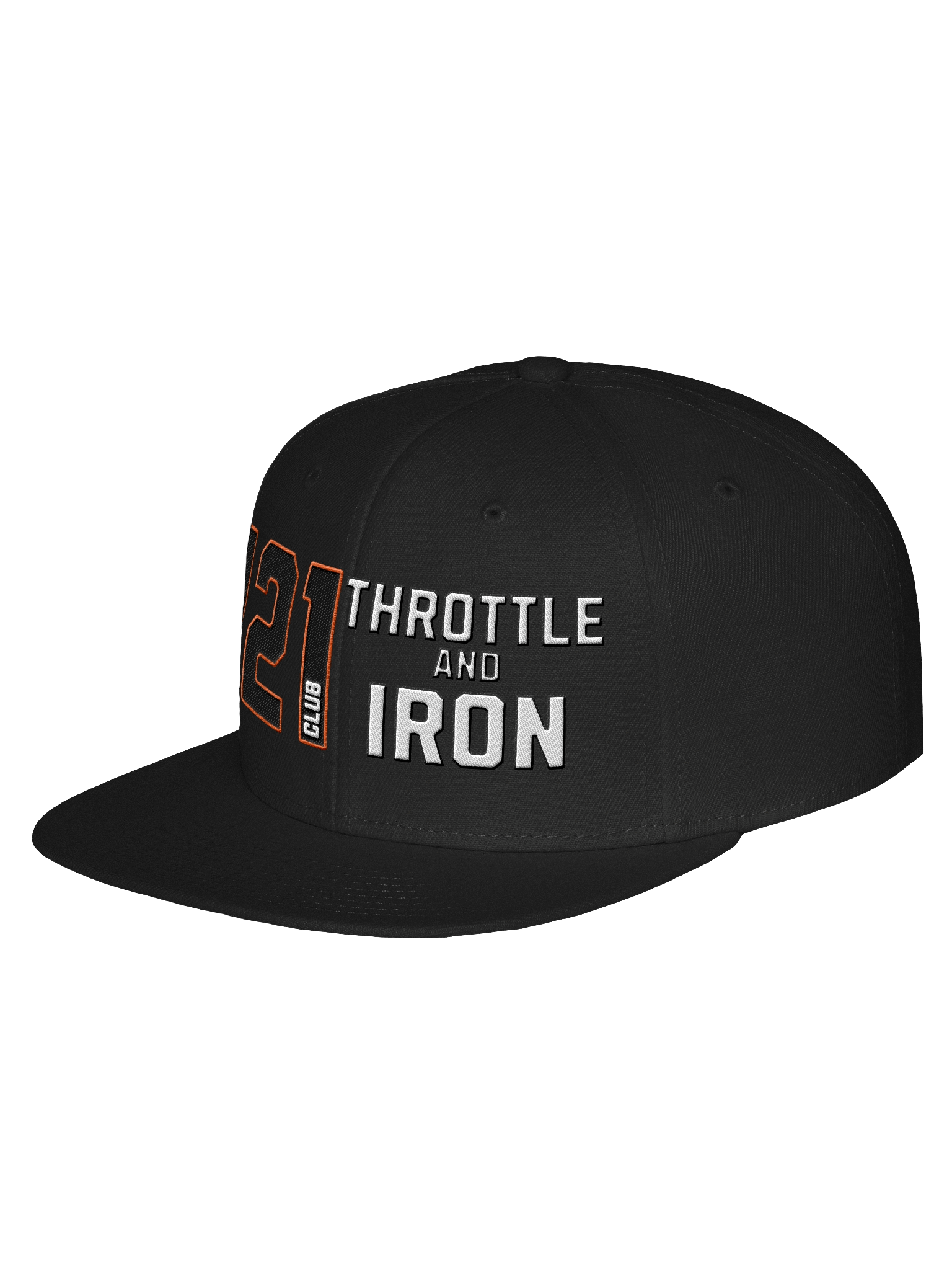 Club 121 Throttle & Iron Snapback Hat — Orange Outline (HD) Edition product image (2)