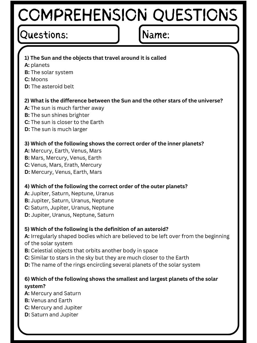 solar system reading comprehension middle school product image (4)